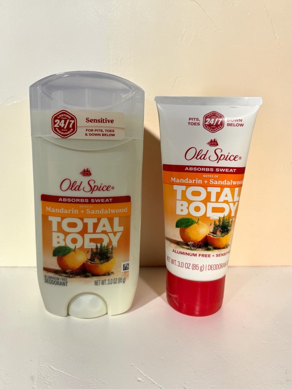 Old Spice Men’s Total Body Mandarin + Sandalwood Deodorant Stick & Cream Lot